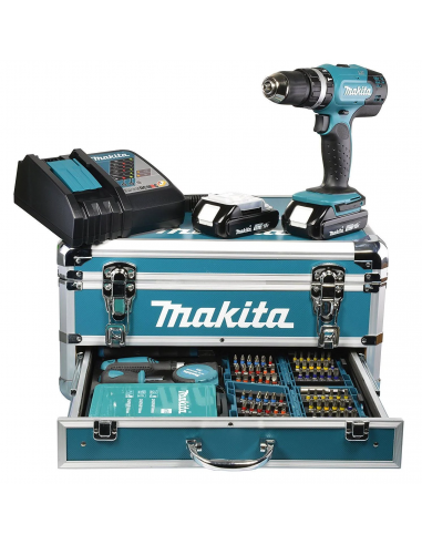 Makita Trapano Avvitatore con Percussione 18V Mandrino 13mm 42Nm in  Valigetta DHP453RFX2