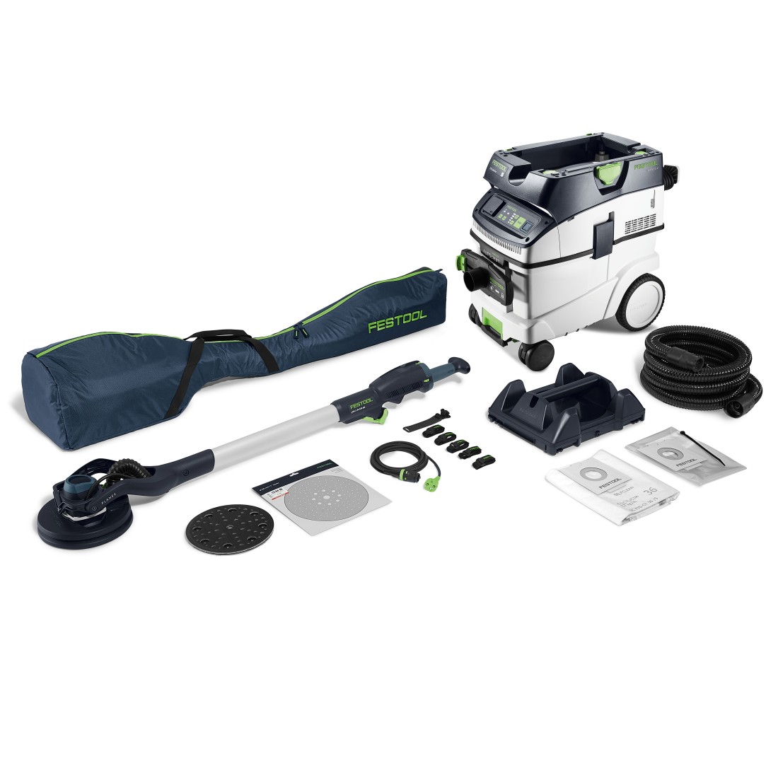 Festool Set con levigatrice a stelo e aspiratore PLANEX LHS 2-M 225 EQ ...