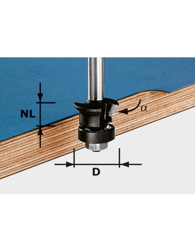 Festool Fresa a smussare/a filo HW S8 D24/0° +45°