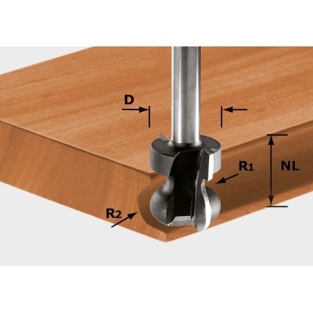 Festool Fresa per impugnature HW S8 D22/16/R2,5+6