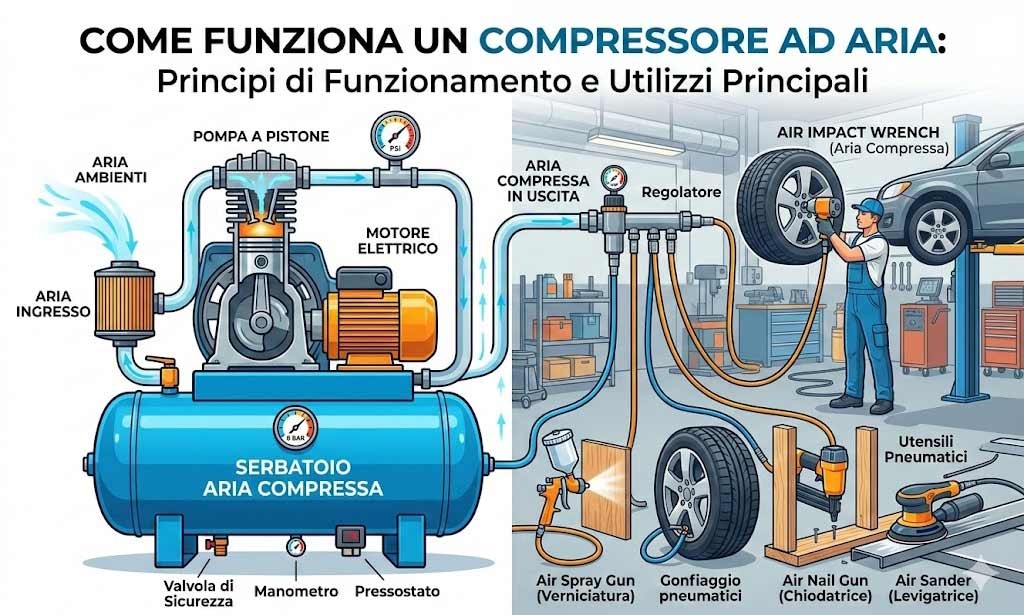 Come funziona un compressore ad aria: principi di funzionamento e utilizzi principali